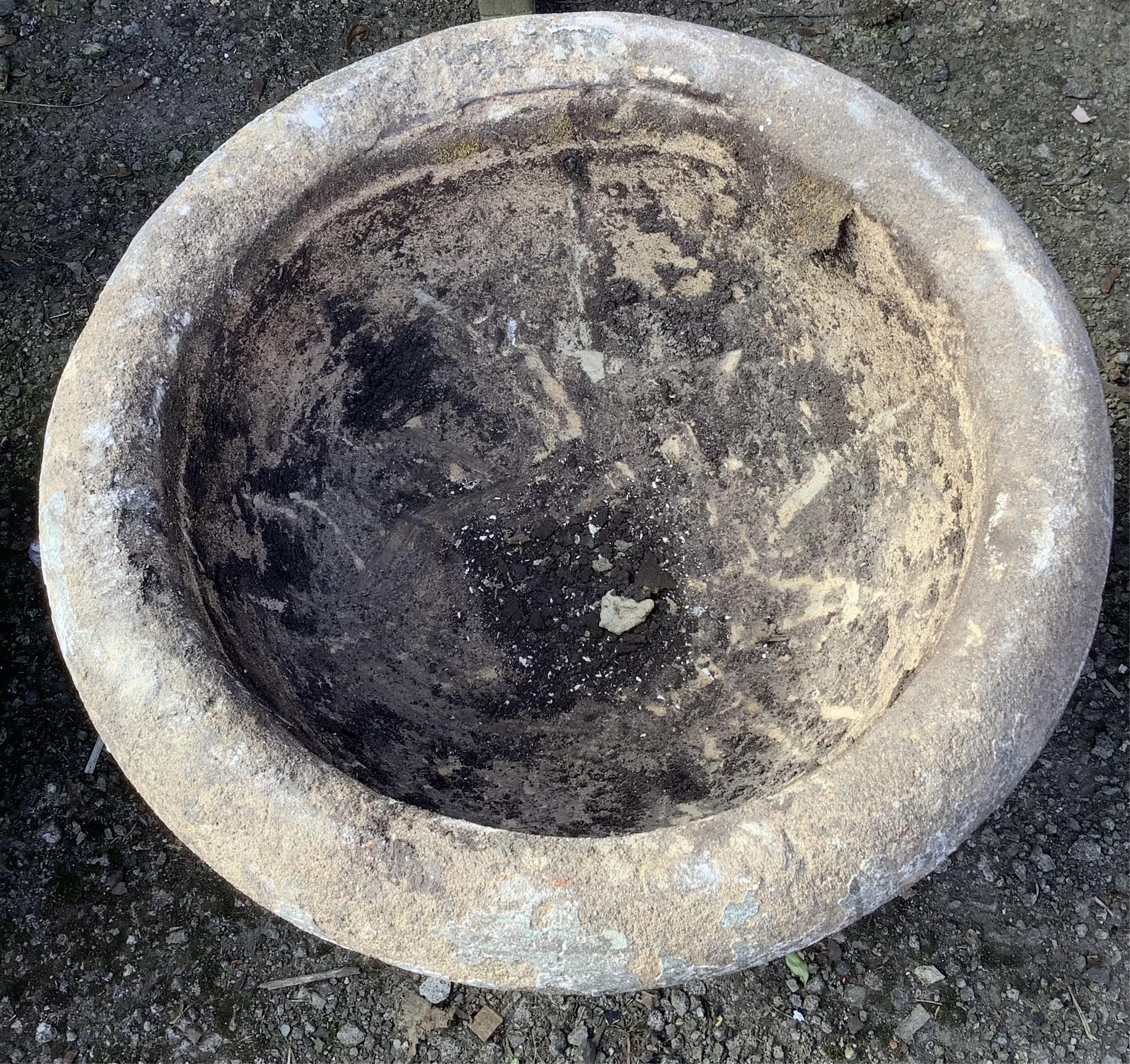 A pair of composition stone planters, diameter 60cm, height 42cm. Condition - fair